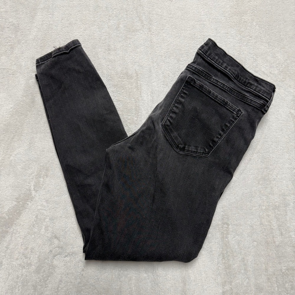 Banana Republic Cult Skinny Jeans Womens 31/12 Faded Black Distressed Frayed Hem